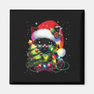 Imán Sombrero de gato negro de Navidad enredado en Navi