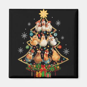Imán Sombrero de Santa de árbol de Navidad de pollo de