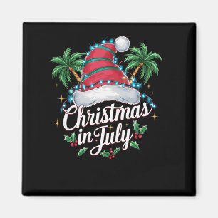 Imán Sombrero de Santa de Navidad de Verano y Palmeras 