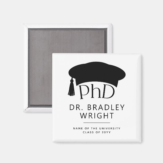 Imán Sombrero doctoral de doctorado personalizado Gradu (Anverso/Reverso)