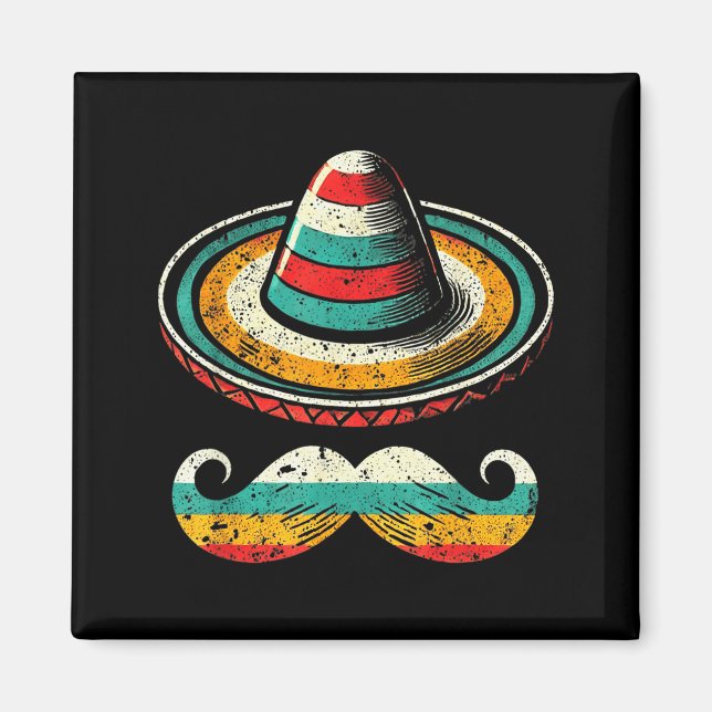 Imán Sombrero Face Cinco De Mayo Mustache Fiesta Men Bo (Frente)