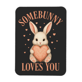 Imán Somebunny Loves You Cute Bunny on Dark Charcoal