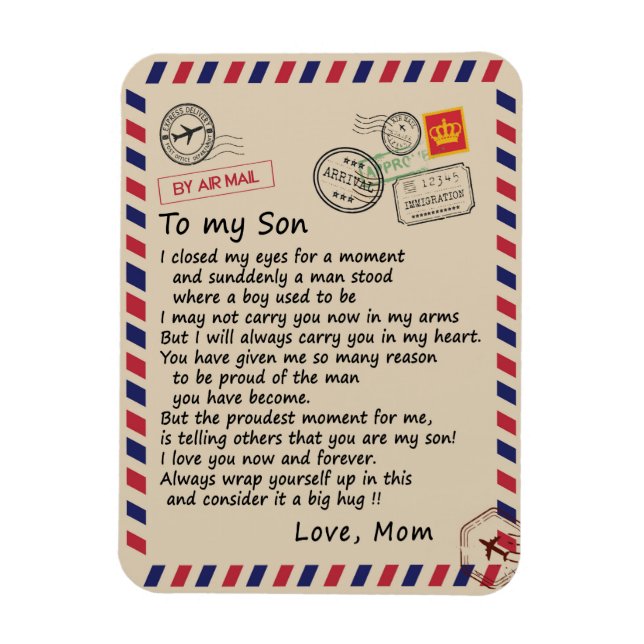 Imán Son Gift | Letter To My Son Love From Mom (Vertical)