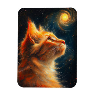 Imán Soñador Cósmico   Gato Pelirrojo Estrellado