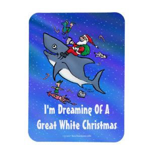 Imán Soñando Con Un Gran Navidad Tiburón Blanco