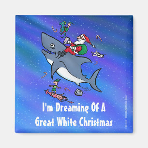 Imán Soñando Con Un Gran Navidad Tiburón Blanco