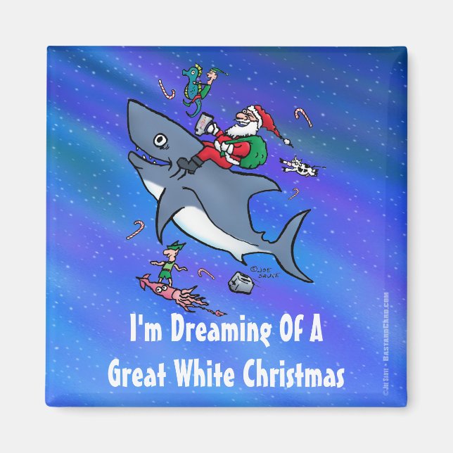 Imán Soñando Con Un Gran Navidad Tiburón Blanco (Frente)