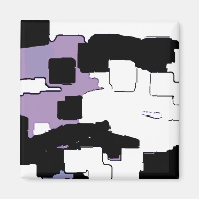 Imán "Soñando en morado" arte geométrico (Frente)