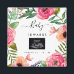 Imán Sonograma Floral Boho Invitación del embarazo<br><div class="desc">¿Esperas un chica? Esta invitación de embarazo por sonograma hará invitaciones perfectas para las niñas. También se pueden utilizar como favoritas para los clientes de la ducha de bebé. Carga fácilmente tu sonograma en Zazzle para personalizarlo ! ... </div>