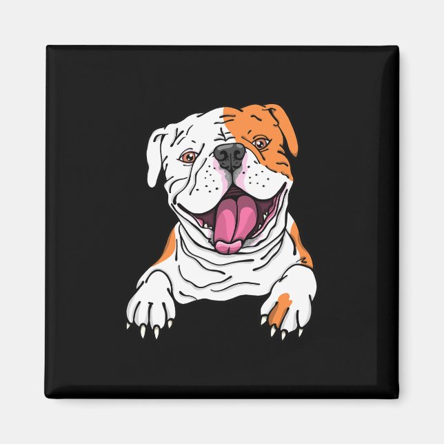 Imán Sonriente Bulldog americano inglés cachorro perro  (Frente)