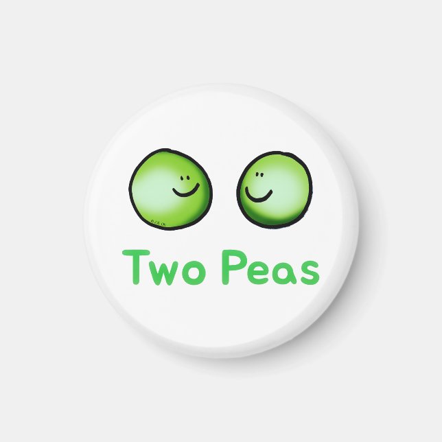 Imán Sonriente Dos Peas Cute Arte De Amistad (Frente)