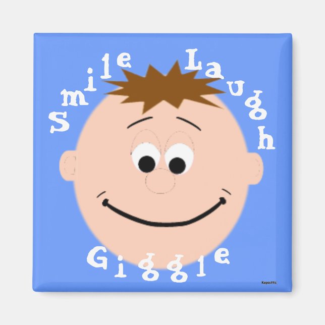 Imán Sonriente Face Brown Hair Boy (Frente)