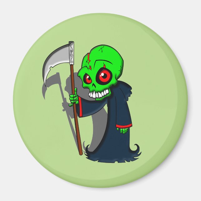 Imán Sonriente Grim Reaper Ilustracion de Guay espeluzn (Frente)