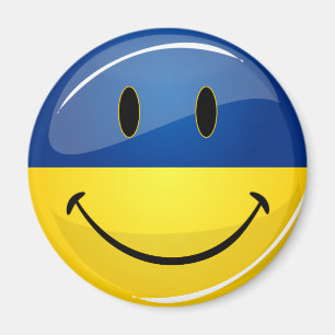 Imán Sonrisa alrededor de bandera ucraniana
