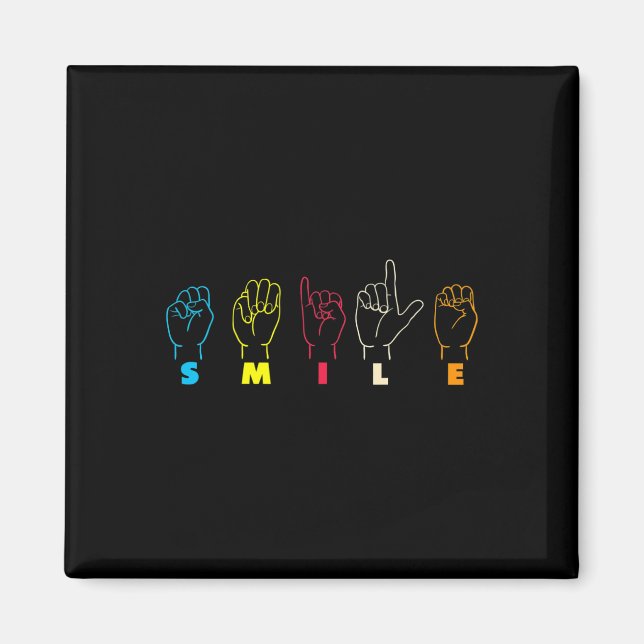 Imán Sonrisa ASL Alphabet American Sing Language ASL Te (Frente)