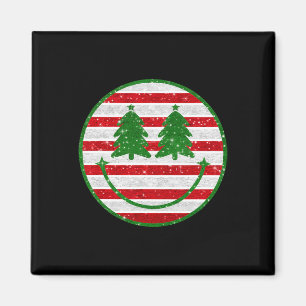 Imán Sonrisa de árbol de navidad retro frente a Navidad