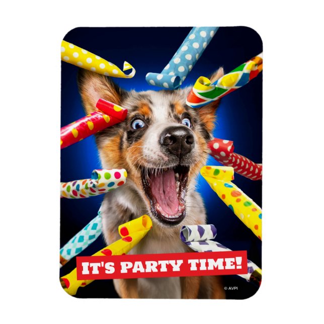 Imán Sopladores de Fiesta para Perros Felices (Vertical)