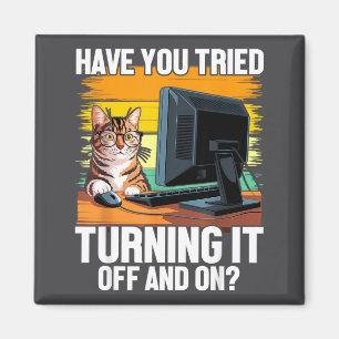 Imán Soporte Técnico Humor I Gato Ingeniero Informático