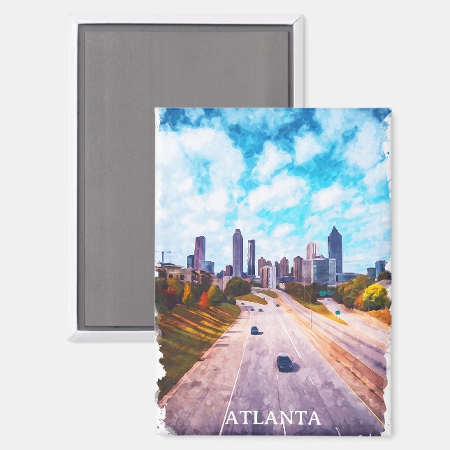 Imán Sorprendente Atlanta Georgia Travel Skyline Waterc (Anverso/Reverso)