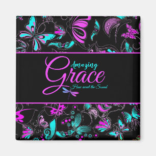 Imán Sorprendente gracia Morado y mariposas verde azula