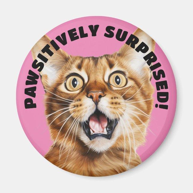 Imán ¡SORPRENDIDO DE MANERA ABSOLUTA! Crazy Cat Pink (Frente)