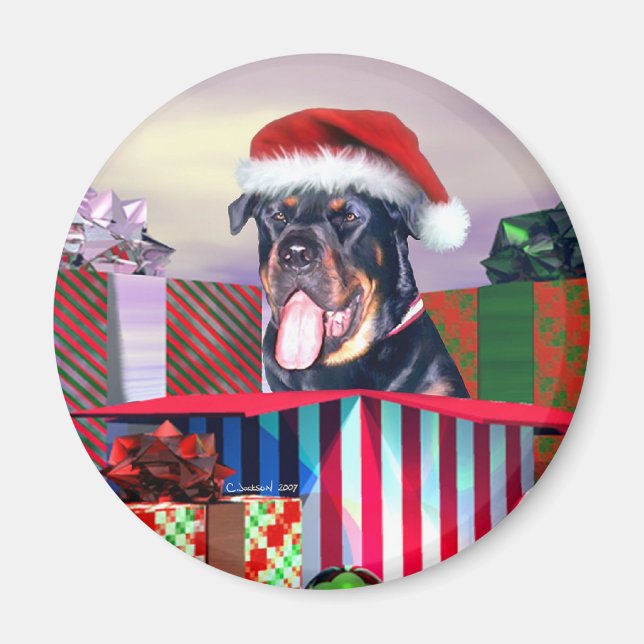 Imán Sorpresa de los Navidades de Rottweiler (Frente)