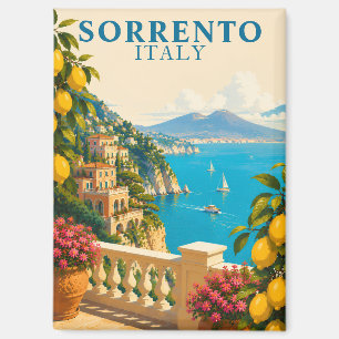 Imán Sorrento Italia Limones Viaje Vintage