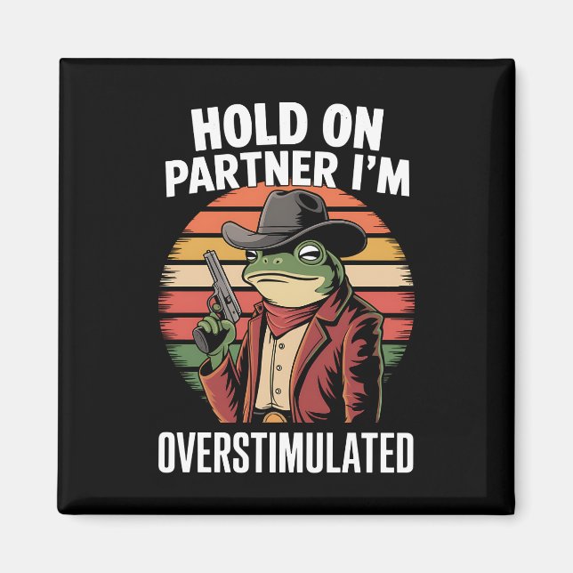 Imán Sostener a la pareja soy una rana de vaquero sobre (Frente)