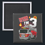 Imán Sound The Alarm I'm 3 Firefighter Square<br><div class="desc">Sound The Alarm I'm 3 Fire Engine Firefighter 3rd Birthday Family design Gift Square Magnet Classic Collection.</div>