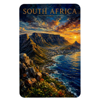 Imán South Africa: Sunset Glow Table Mountain Art Souve