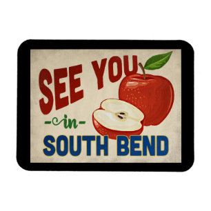 Imán South Bend Indiana Apple - Viajes de época