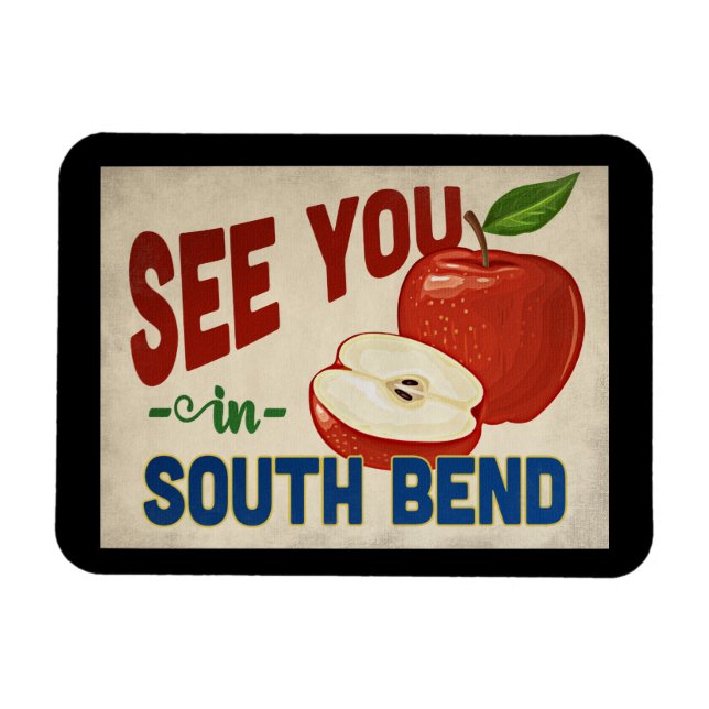 Imán South Bend Indiana Apple - Viajes de época (Horizontal)