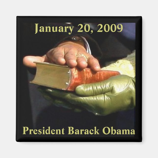 Imán souvenir de la Biblia Barack Obama (Frente)