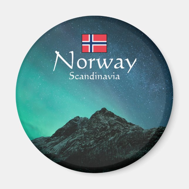 Imán Souvenir de Noruega de Northern Lights (Frente)