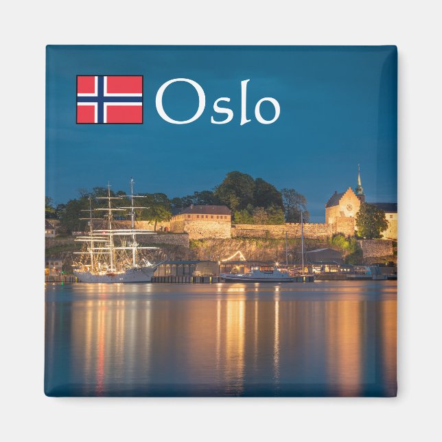 Imán Souvenir de Noruega de Oslo (Frente)