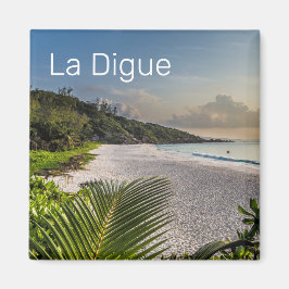 Imán Souvenir de vacaciones de playa de la Digue