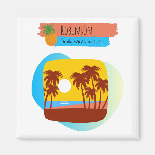 Imán Souvenir de vacaciones en playa tropical familiar