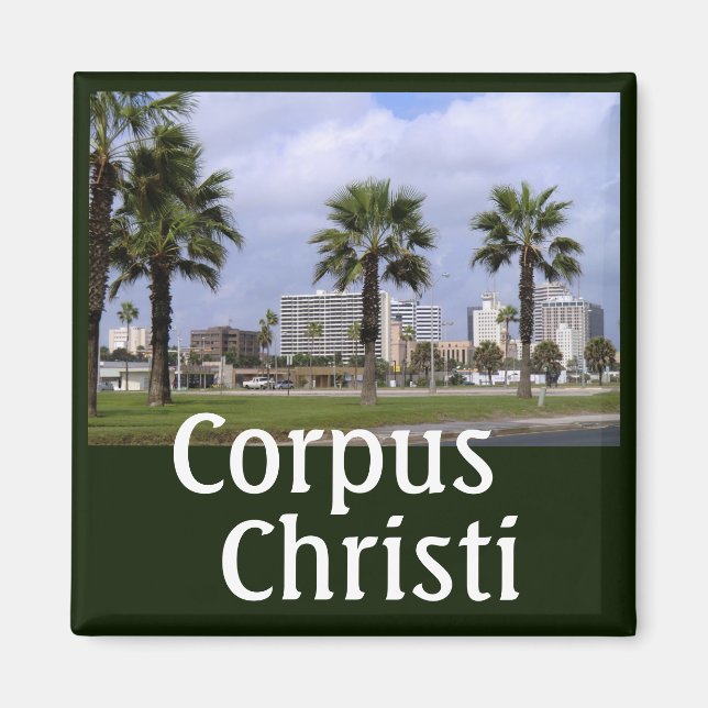 Imán Souvenir del centro de Corpus Christi Texas (Frente)