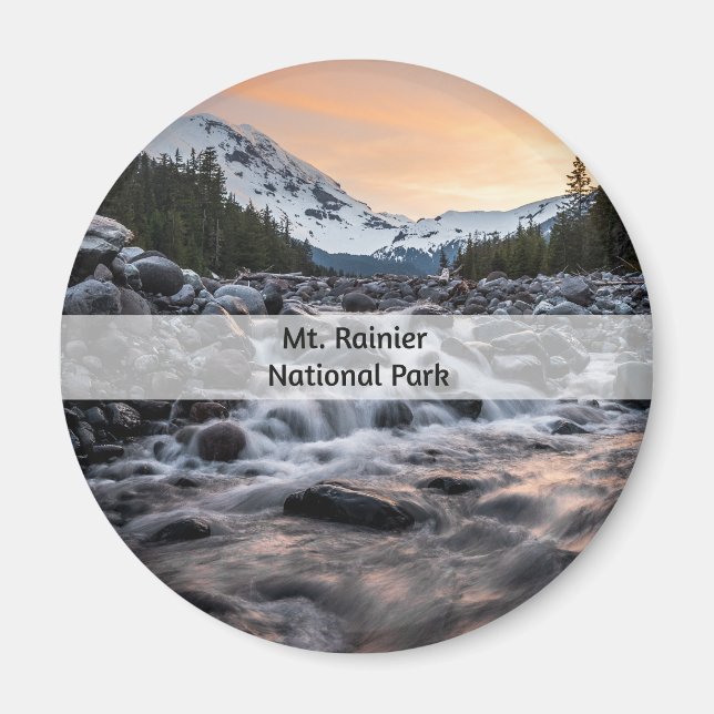 Imán Souvenir del Parque Nacional de Rainier (Frente)