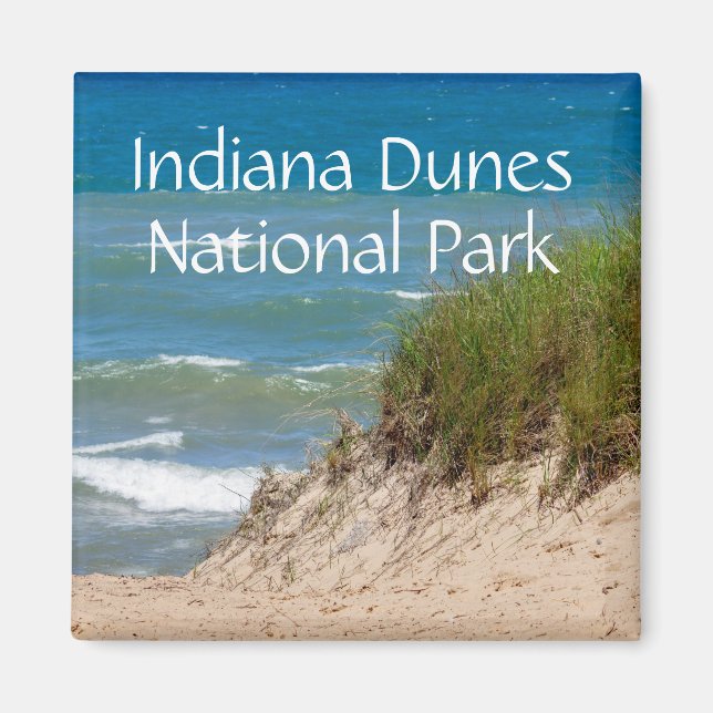 Imán Souvenir del parque nacional Indiana Dunes (Frente)