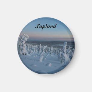 Imán Souvenir Forêt enneigée de Laponie