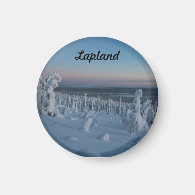 Imán Souvenir Forêt enneigée de Laponie (Frente)