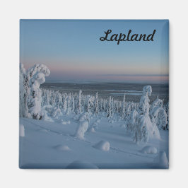 Imán Souvenir Forêt enneigée de Laponie