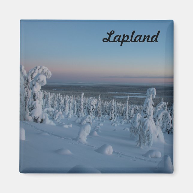 Imán Souvenir Forêt enneigée de Laponie (Frente)