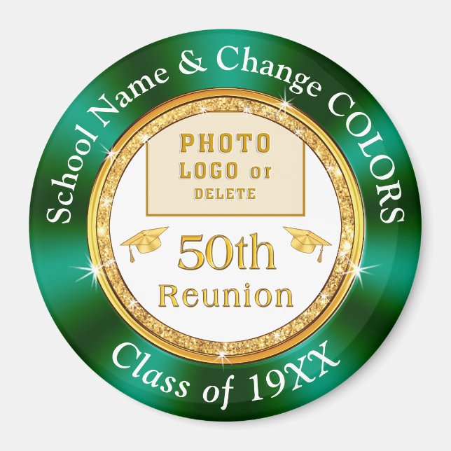 Imán Souvenirs de clase 50, Green, White, Gold (Frente)