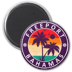 Imán Souvenirs de época de Freeport Bahamas de los años