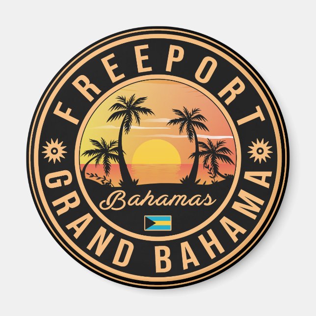 Imán Souvenirs de época de Freeport Bahamas de los años (Frente)