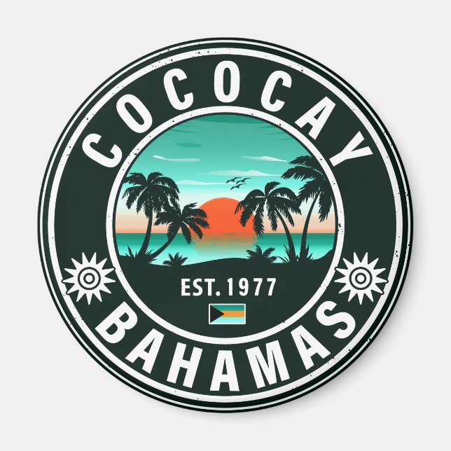 Imán Souvenirs de época de las Bahamas Coco Cay Island  (Frente)