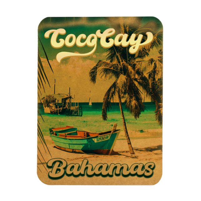Imán Souvenirs de época de las Bahamas Coco Cay Island  (Vertical)