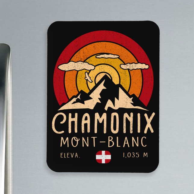 Imán Souvenirs de esquí Retro Sunset de Chamonix France (Subido por el creador)